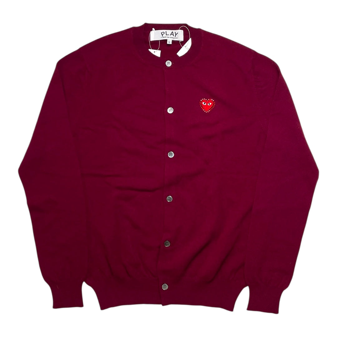 Comme des Garçons Play Red Heart Cardigan Burgundy Size L