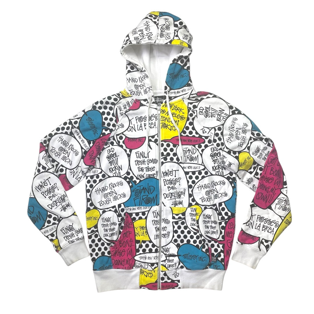 Stussy All Over Print Hoodie Comic Speech Bubble Graphic