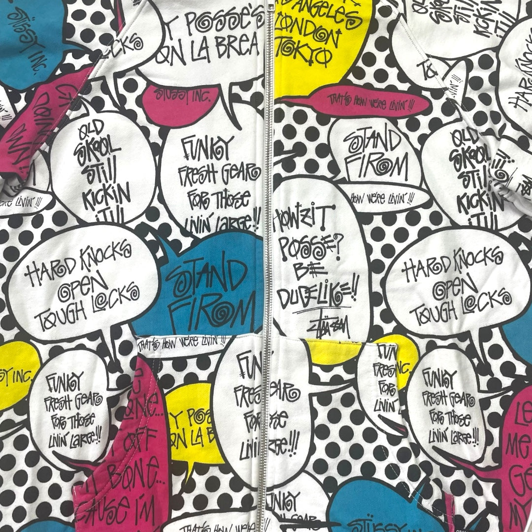 Stussy All Over Print Hoodie Comic Speech Bubble Graphic