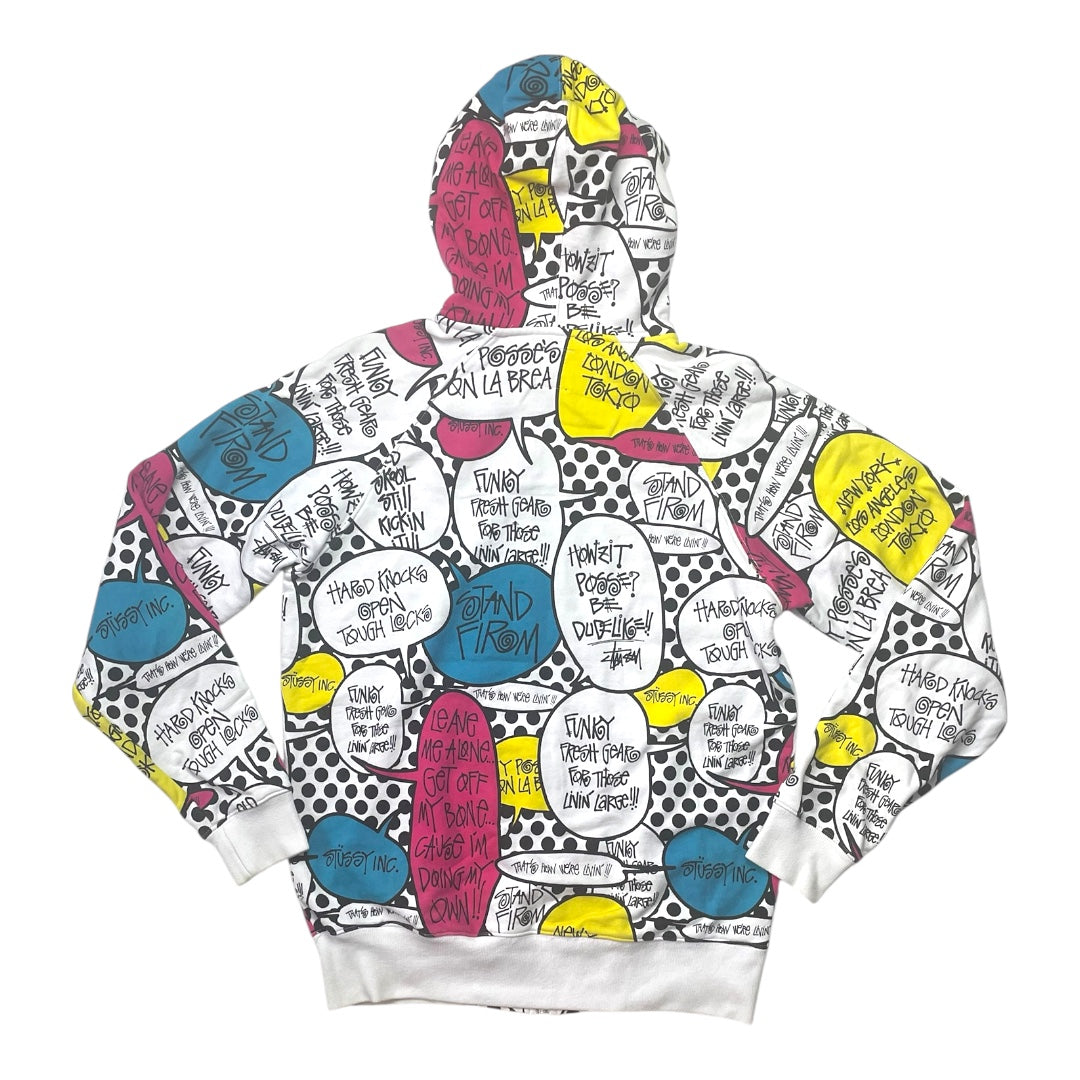 Stussy All Over Print Hoodie Comic Speech Bubble Graphic