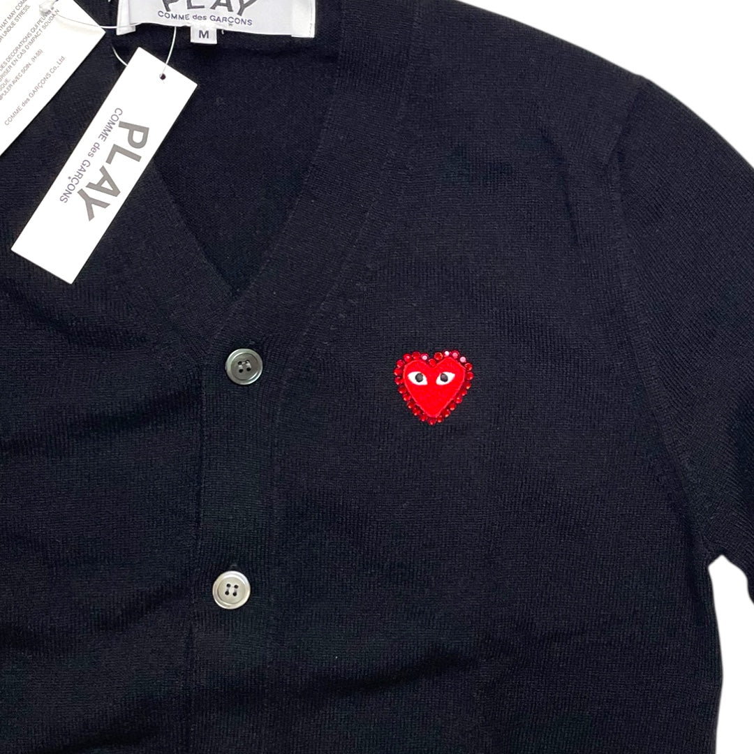Comme des Garçons Play Red Heart Cardigan Black Size M