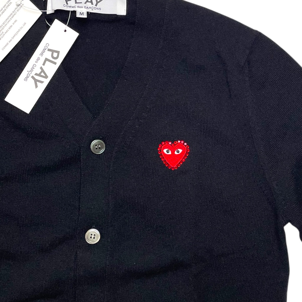 Comme des Garçons Play Red Heart Cardigan Black Size L