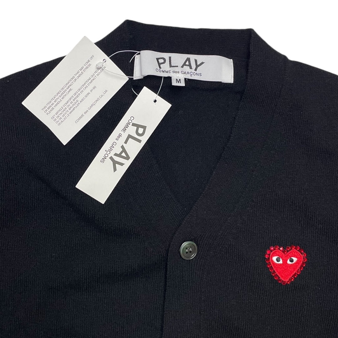 Comme des Garçons Play Red Heart Cardigan Black Size M