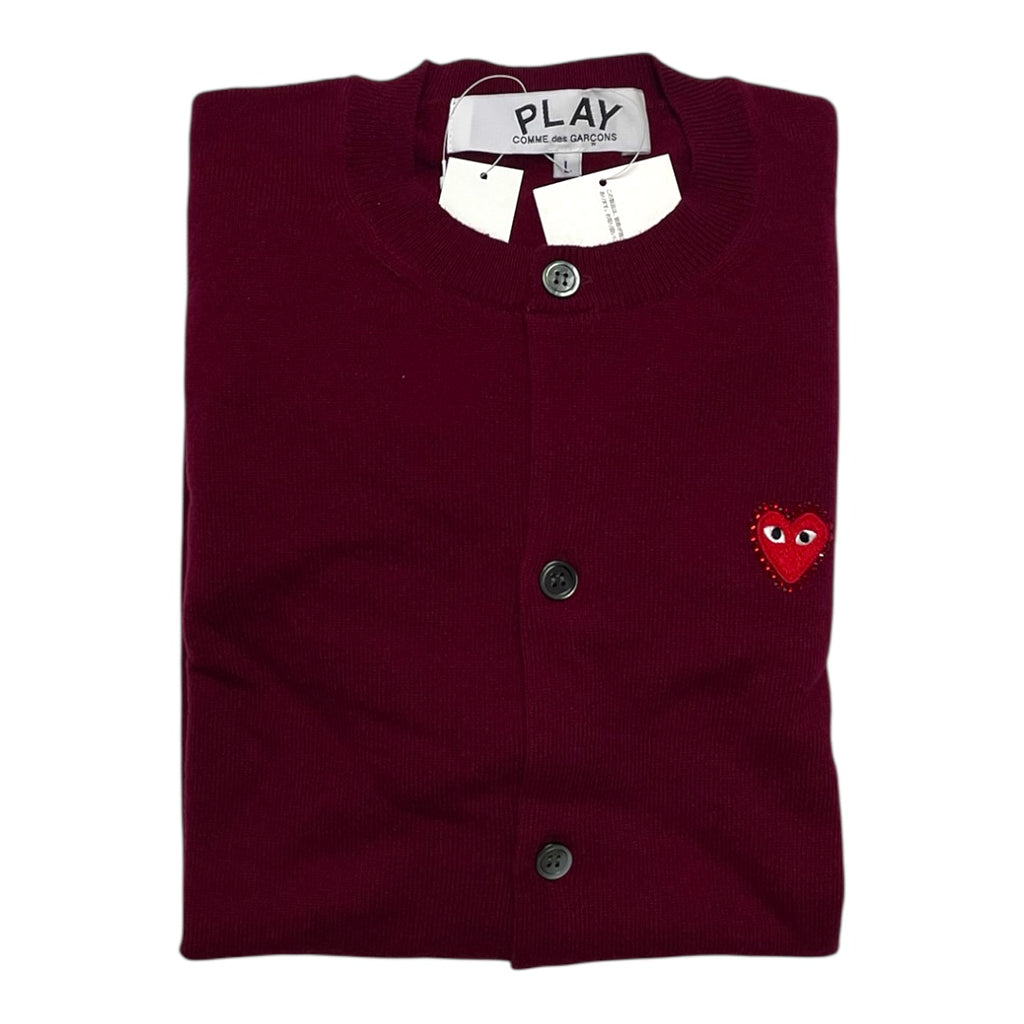 Comme des Garçons Play Red Heart Cardigan Burgundy Size L