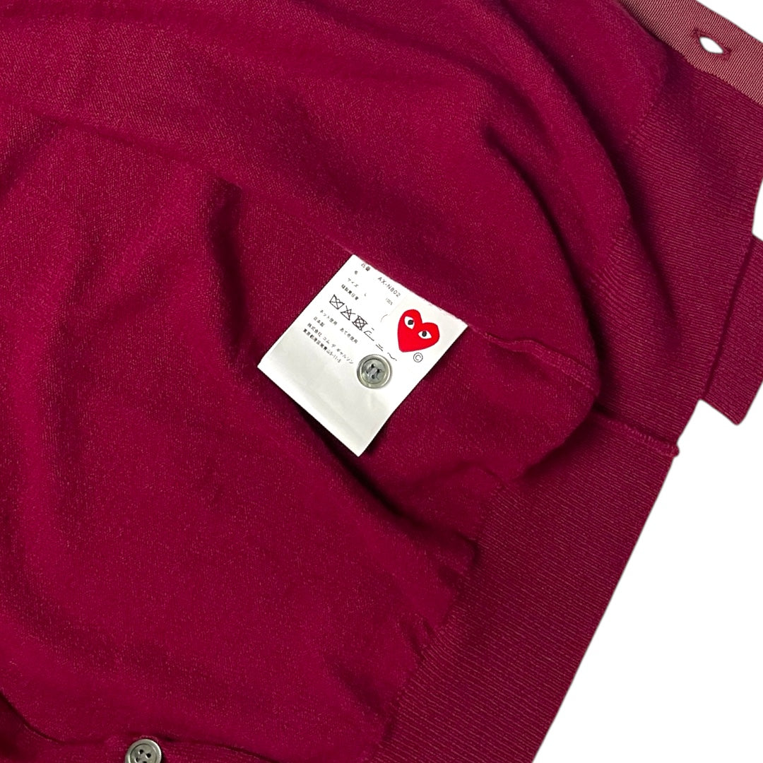 Comme des Garçons Play Red Heart Cardigan Burgundy Size L