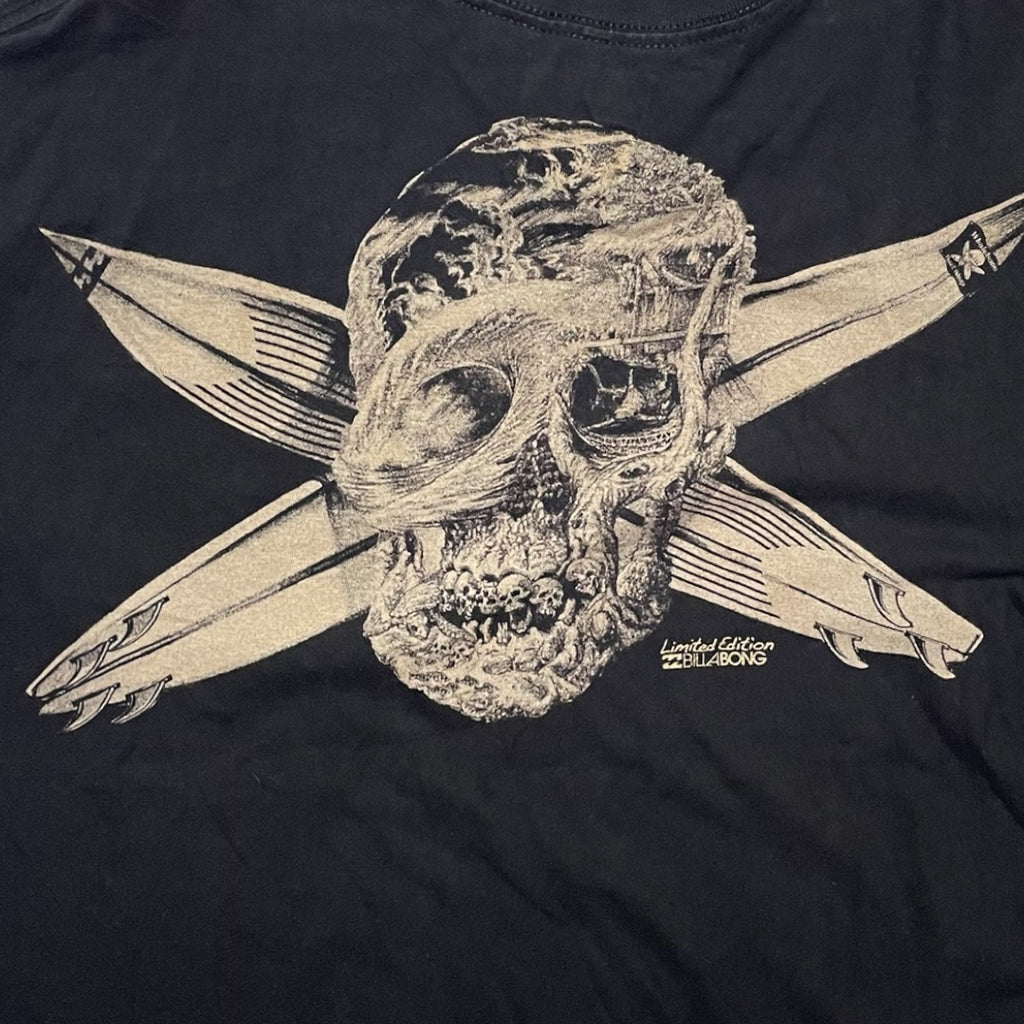 Vintage Billabong Long Sleeve Skull Surf Graphic T Shirt